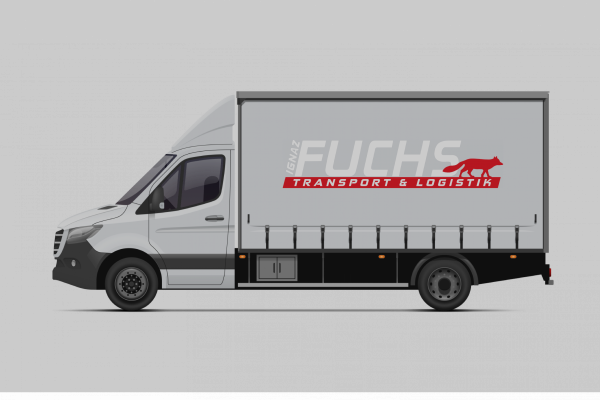 Planensprinter der Transporte Fuchs GmbH mit Logo